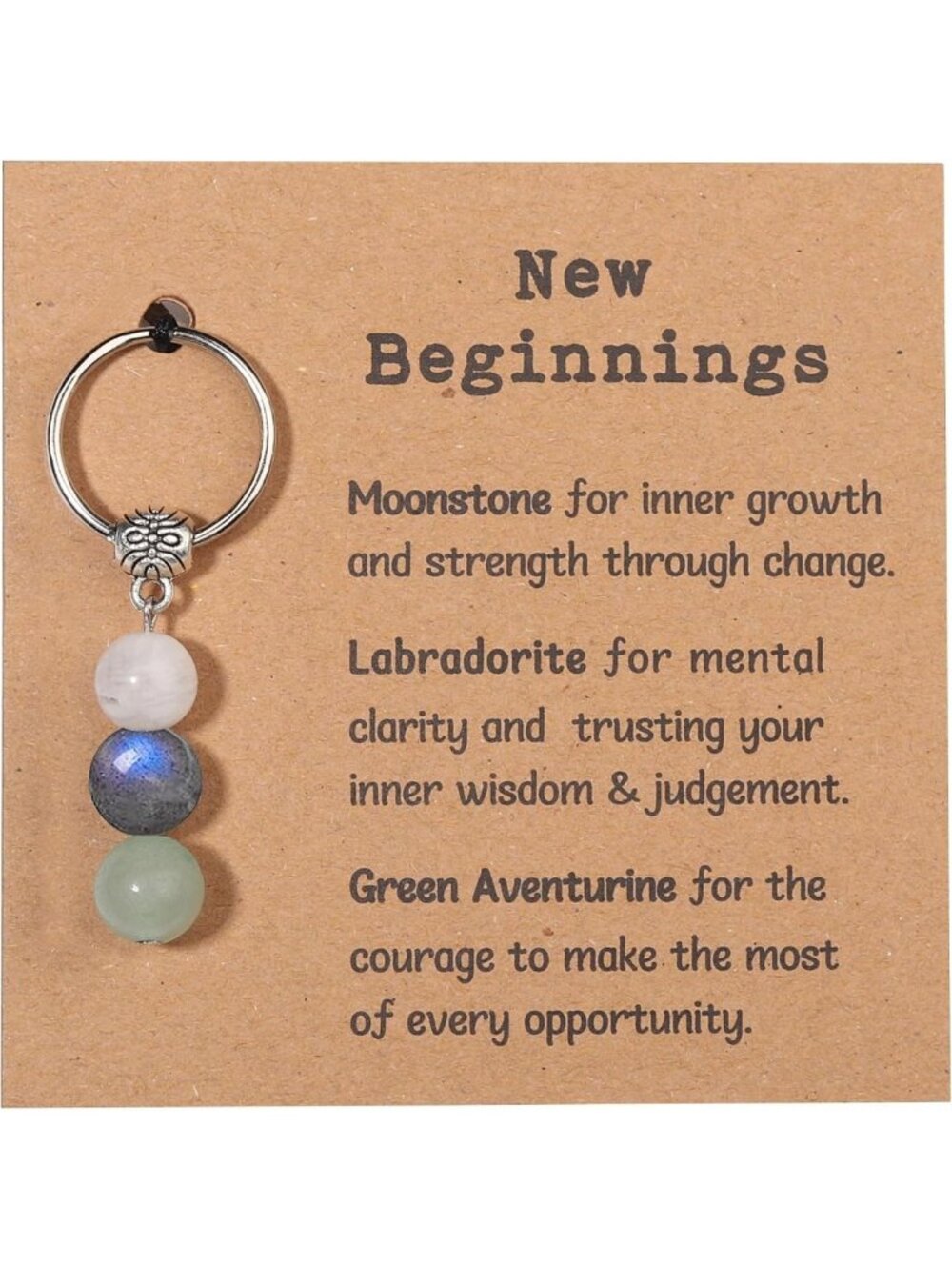 Natural Crystals Keychain for New Beginnings, Anxiety Relief Gift for Women